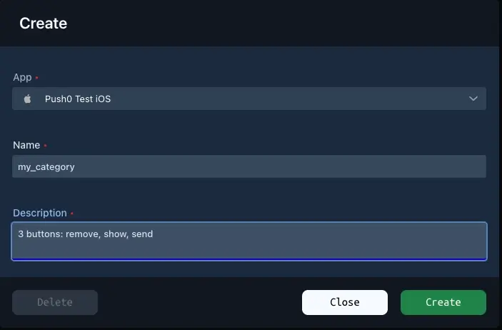 Push0 iOS Notification Categories